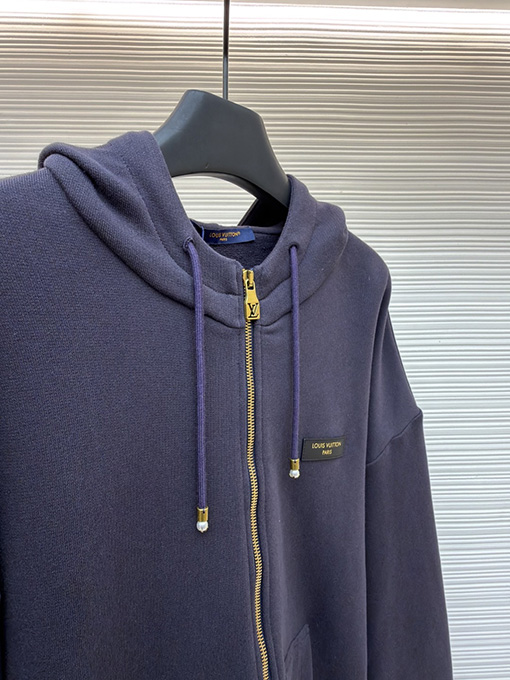 ルイヴィトン Louis Vuitton Paris ゴールドスタンプレザータグジップアップパーカー