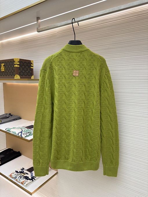 ルイヴィトン ランウェイチェック柄ジャカードケーブルニットジップアップカーディガン