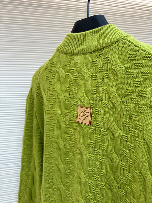 ルイヴィトン ランウェイチェック柄ジャカードケーブルニットジップアップカーディガン