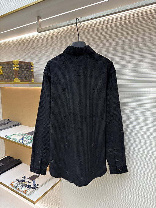 ルイヴィトン コーデュロイラインストーンロングスリーブシャツ
