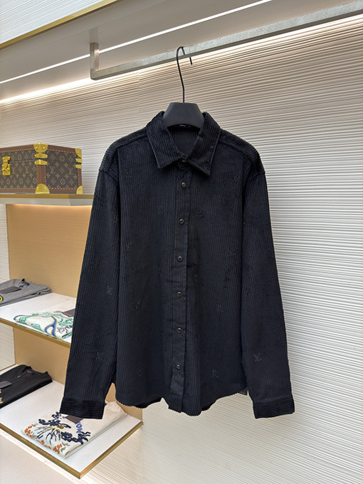 ルイヴィトン コーデュロイラインストーンロングスリーブシャツ