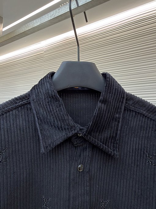 ルイヴィトン コーデュロイラインストーンロングスリーブシャツ
