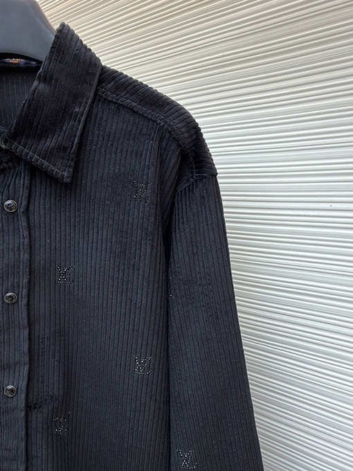 ルイヴィトン コーデュロイラインストーンロングスリーブシャツ