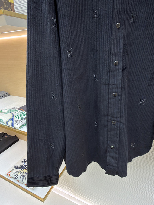 ルイヴィトン コーデュロイラインストーンロングスリーブシャツ