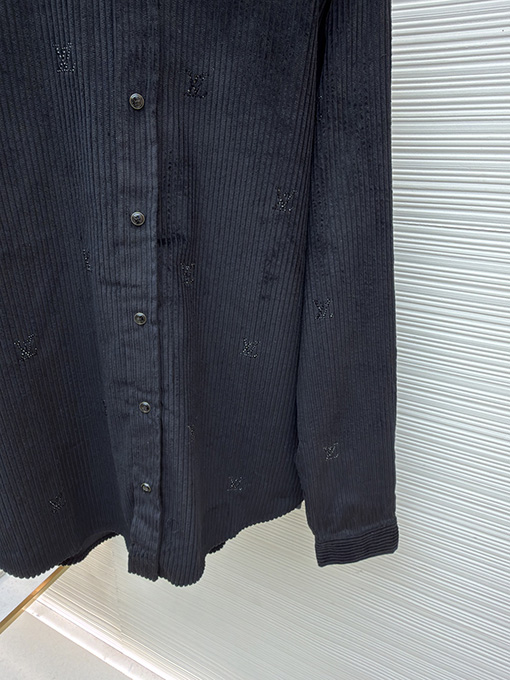 ルイヴィトン コーデュロイラインストーンロングスリーブシャツ