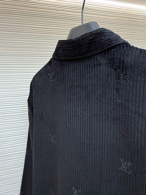 ルイヴィトン コーデュロイラインストーンロングスリーブシャツ