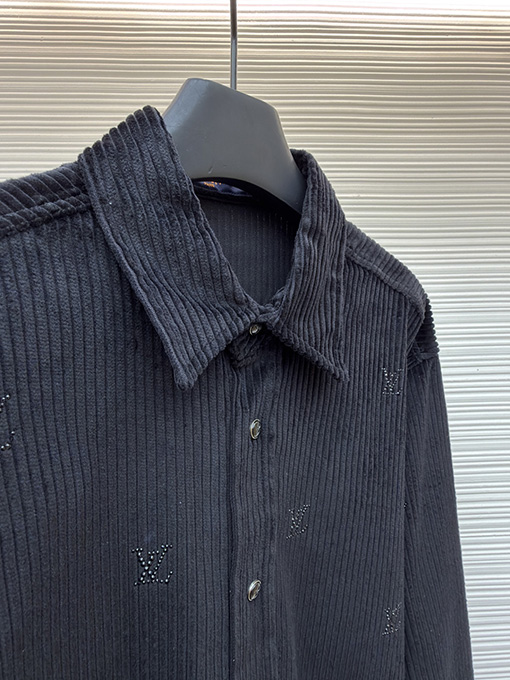 ルイヴィトン コーデュロイラインストーンロングスリーブシャツ