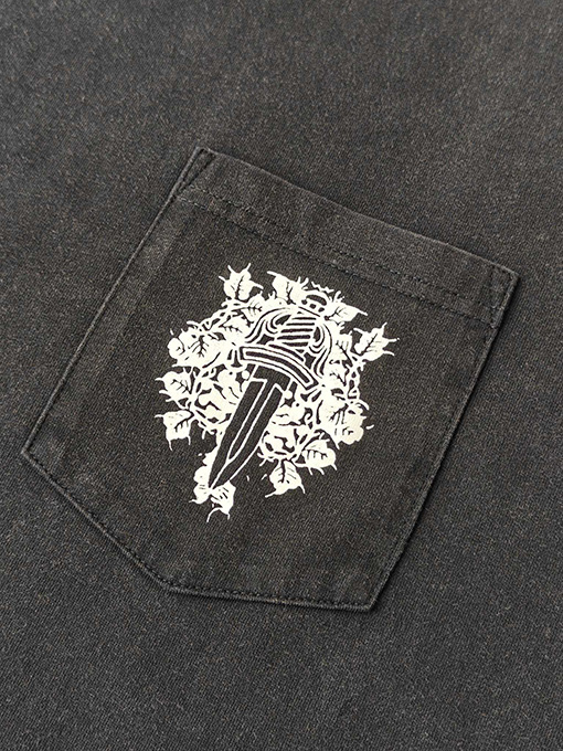 クロムハーツ クラシックなクロスシェイプの馬蹄型つる剣ウォッシュ長袖シャツ