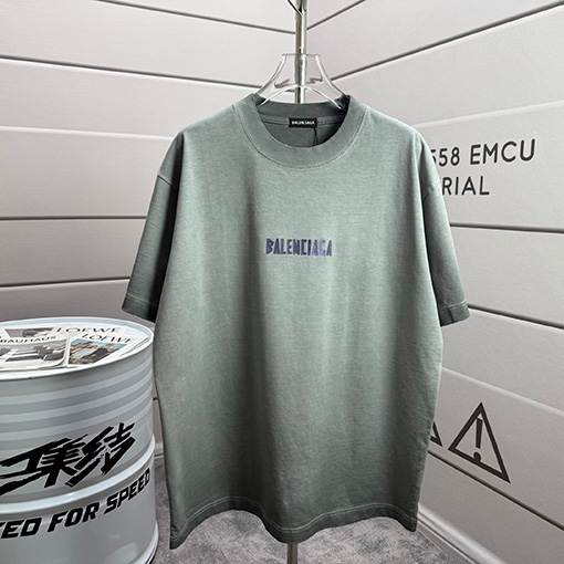 バレンシアガスーパーコピー Balenciaga 洗いざらしのクルーネック半袖Tシャツ