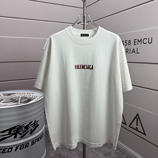 バレンシアガスーパーコピー Balenciaga 洗いざらしのクルーネック半袖Tシャツ