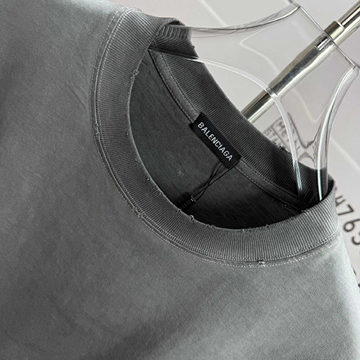 バレンシアガ Balenciaga フロックシリコンプリントウォッシュダメージクルーネック半袖Tシャツ