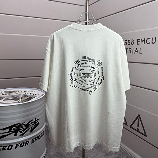 バレンシアガ Balenciaga シリコンプリントウォッシュ＆ダメージクルーネック半袖Tシャツ