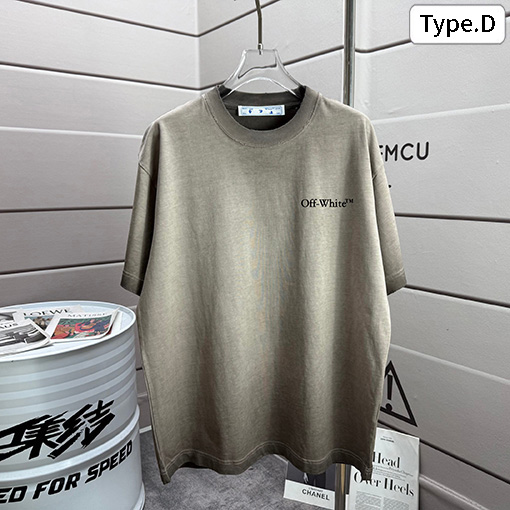 オフホワイト off white クラシックなウォッシュとダメージをした320gクルーネック半袖Tシャツ