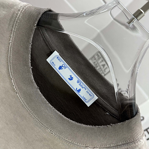 オフホワイト off white クラシックなウォッシュとダメージをした320gクルーネック半袖Tシャツ