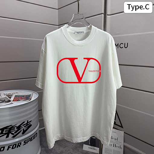 ヴァレンティノ Valentino ダメージ320gプリントのクルーネック半袖シャツ