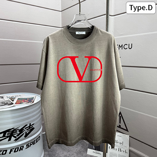 ヴァレンティノ Valentino ダメージ320gプリントのクルーネック半袖シャツ