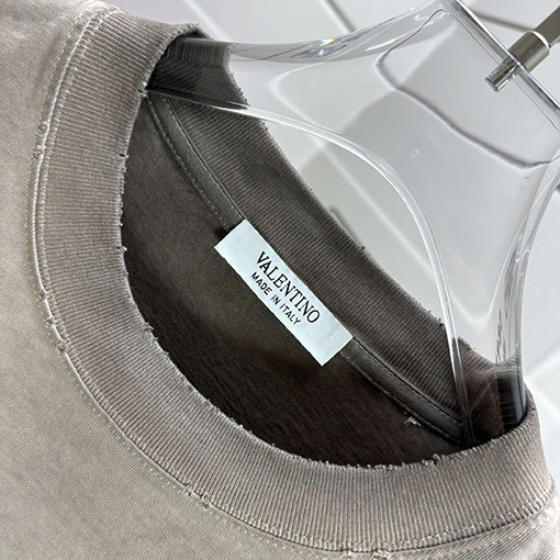 ヴァレンティノ Valentino ダメージ320gプリントのクルーネック半袖シャツ