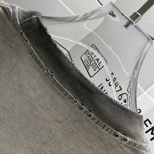 サンローラン Saint Laurent 新作ファッションウォッシュ＆ダメージ 320g クルーネック 半袖Tシャツ 