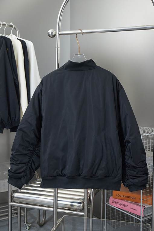 バレンシアガ BALENCIAGA ハーフリングロゴ刺繍入りベースボールフライトコットンジャケット