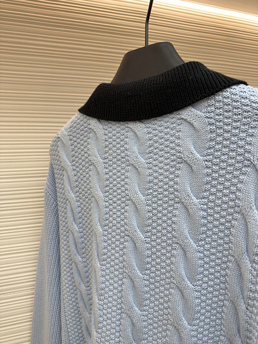 ルイヴィトン レターバッジカラーブロックケーブルニットカラーカーディガンセーター