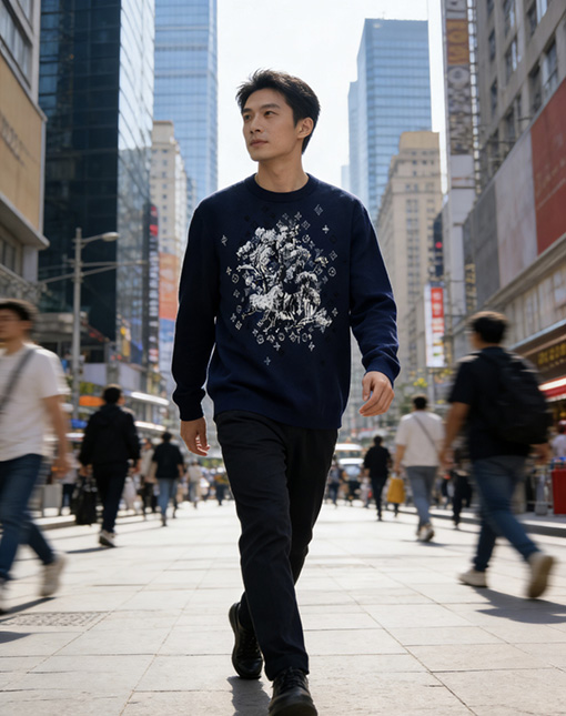 ルイヴィトンコピー 限定の馬年インレイ文字ジャカードニットセーター