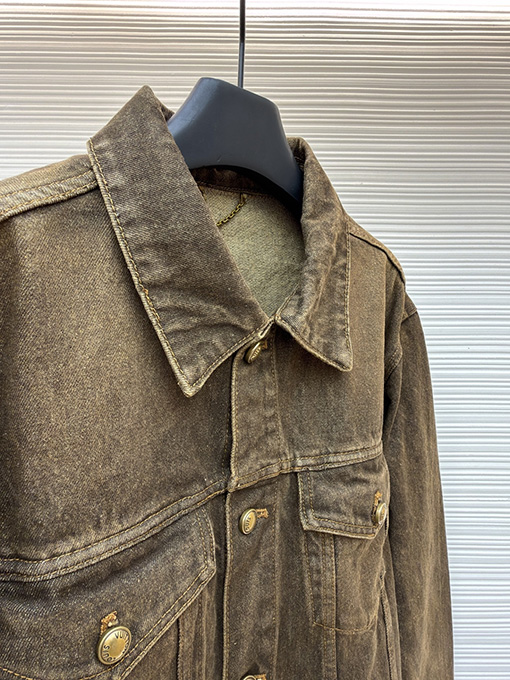 ルイヴィトンスーパーコピー ポケット文字刺繍トラッカーデニムジャケット