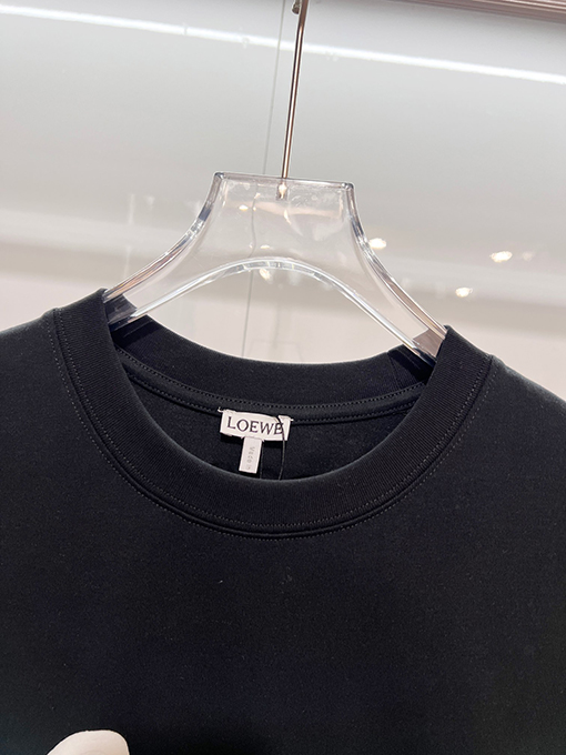 ロエベ LOEWE クラシックなフロックプリントロゴエンボスクルーネック半袖Tシャツ