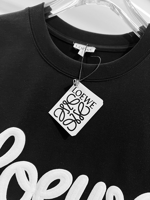 ロエベ LOEWE クラシックなフロックプリントロゴエンボスクルーネック半袖Tシャツ