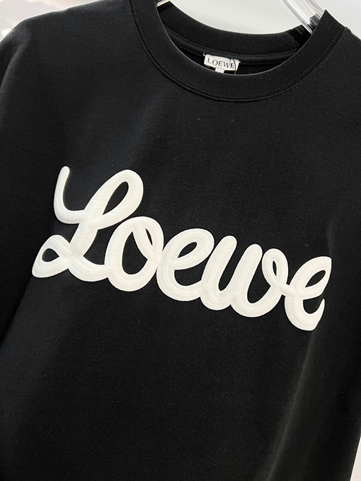 ロエベ LOEWE クラシックなフロックプリントロゴエンボスクルーネック半袖Tシャツ