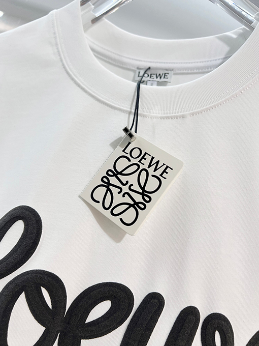 ロエベ LOEWE クラシックなフロックプリントロゴエンボスクルーネック半袖Tシャツ