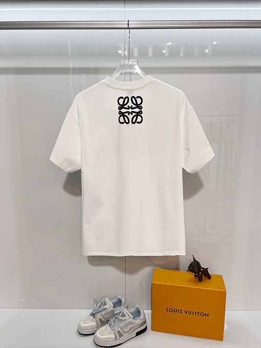 ロエベ LOEWE クラシックなフロックプリントロゴエンボスクルーネック半袖Tシャツ