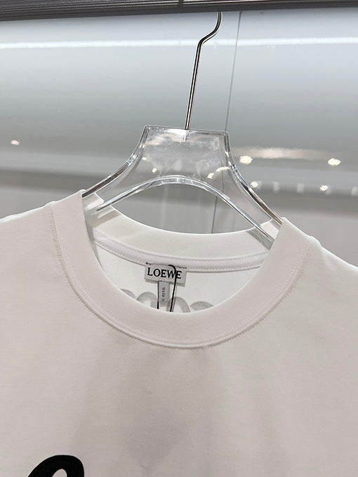 ロエベ LOEWE クラシックなフロックプリントロゴエンボスクルーネック半袖Tシャツ