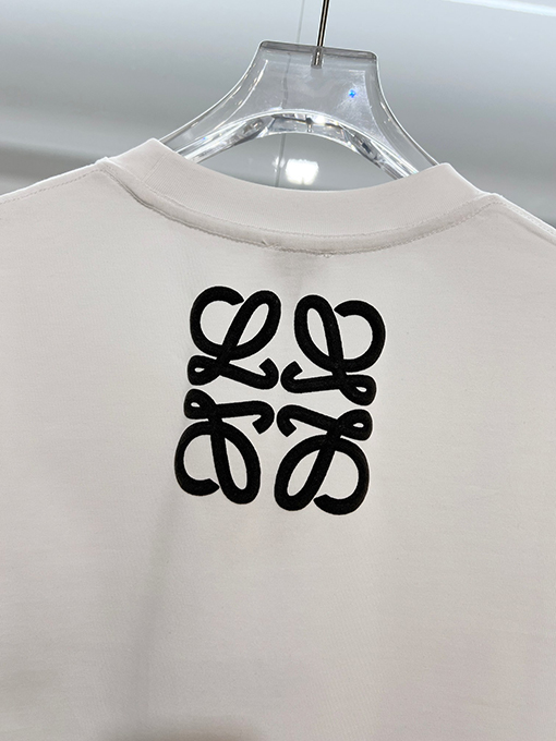 ロエベ LOEWE クラシックなフロックプリントロゴエンボスクルーネック半袖Tシャツ