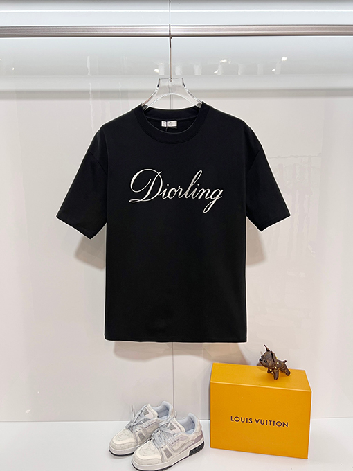 ディオール 裏面に3Mロゴの熱転プリントクラシックなエンボスのクルーネック半袖Tシャツ