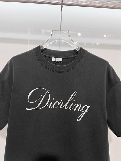 ディオール 裏面に3Mロゴの熱転プリントクラシックなエンボスのクルーネック半袖Tシャツ