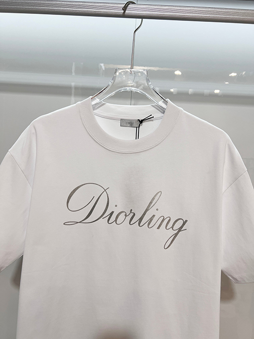 ディオール 裏面に3Mロゴの熱転プリントクラシックなエンボスのクルーネック半袖Tシャツ