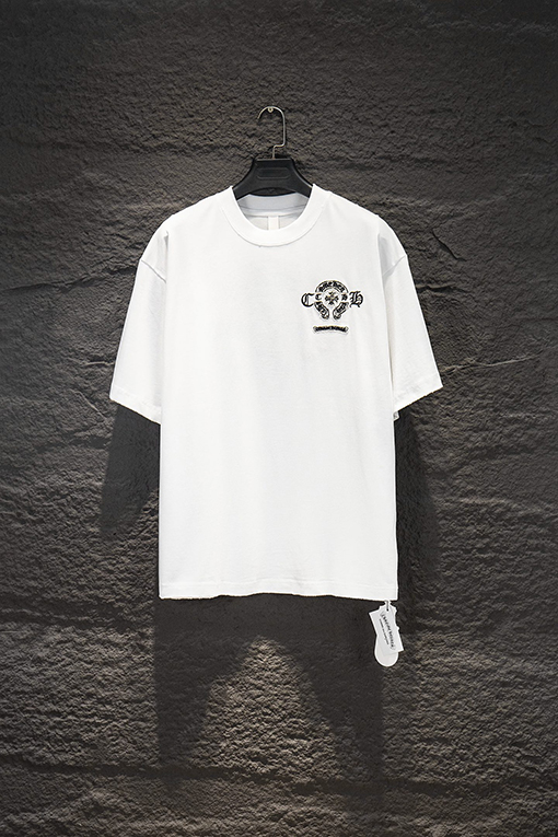 クロムハーツ ヘビーデューティーなリバースボトムカラーブロックアップリケ刺繍ダメージハードウェアの半袖Tシャツ