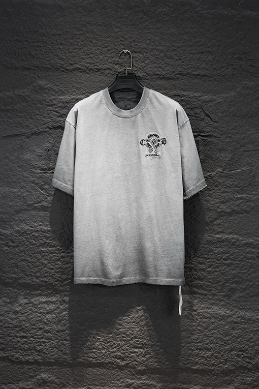 クロムハーツ ヘビーデューティーなリバースボトムカラーブロックアップリケ刺繍ダメージハードウェアの半袖Tシャツ