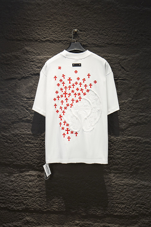 クロムハーツコピー 重工業な刺繍タッセル半袖Tシャツ