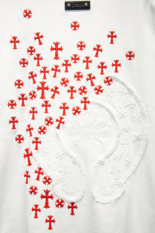 クロムハーツコピー 重工業な刺繍タッセル半袖Tシャツ
