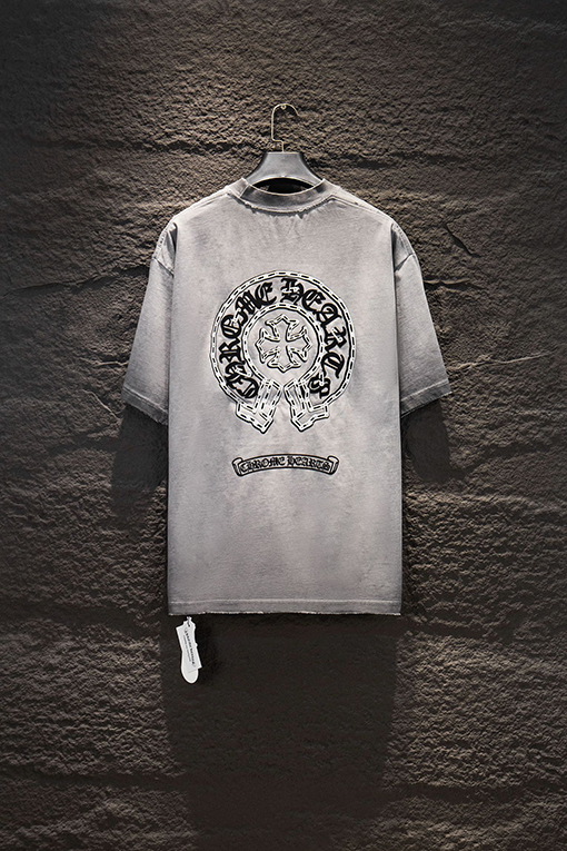 クロムハーツ 耐久性のある裏地カラーコーティングフロックシリコン半袖Tシャツ