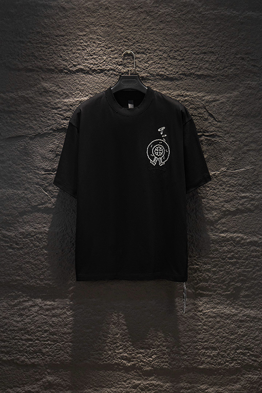 クロムハーツ 耐久性のある裏地カラーコーティングフロックシリコン半袖Tシャツ