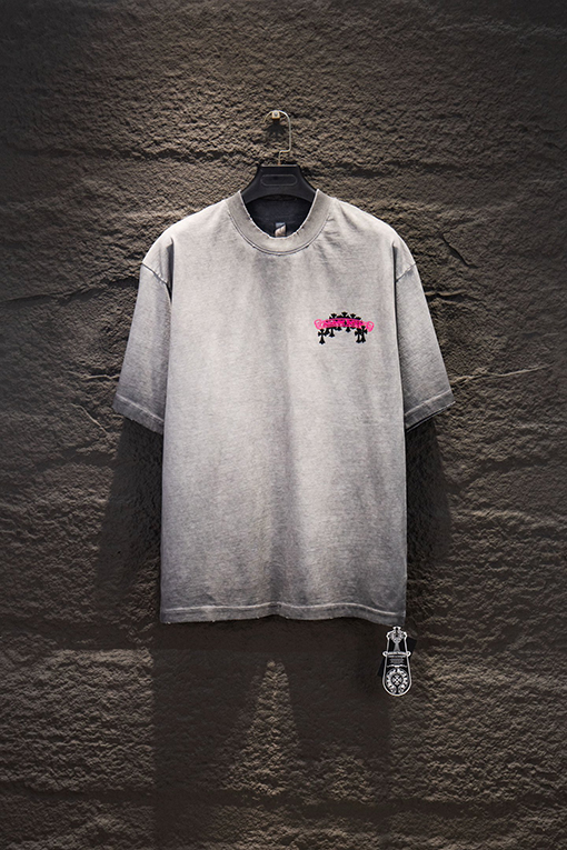 クロムハーツ 新モデル耐久性のある裏地カラーコーティングフロックシリコン半袖Tシャツ