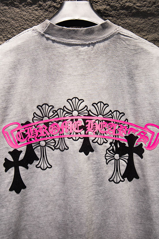 クロムハーツ 新モデル耐久性のある裏地カラーコーティングフロックシリコン半袖Tシャツ