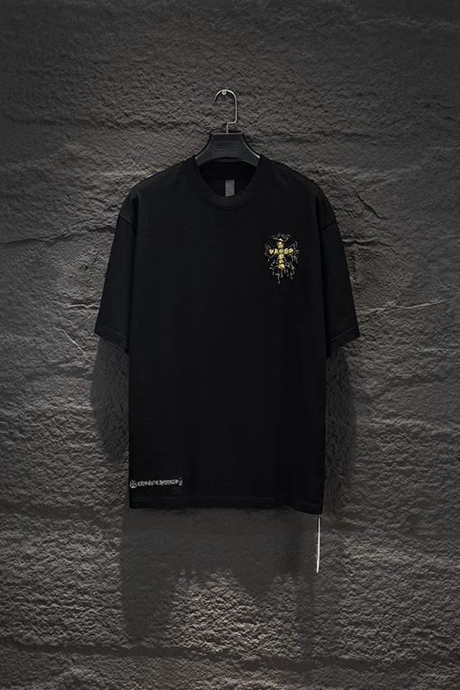 クロムハーツ 新モデルヘビーデューティーなリバースカラーパッチワーク刺繍のダメージ半袖Tシャツ