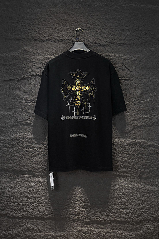 クロムハーツ 新モデルヘビーデューティーなリバースカラーパッチワーク刺繍のダメージ半袖Tシャツ