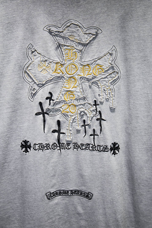 クロムハーツ 新モデルヘビーデューティーなリバースカラーパッチワーク刺繍のダメージ半袖Tシャツ