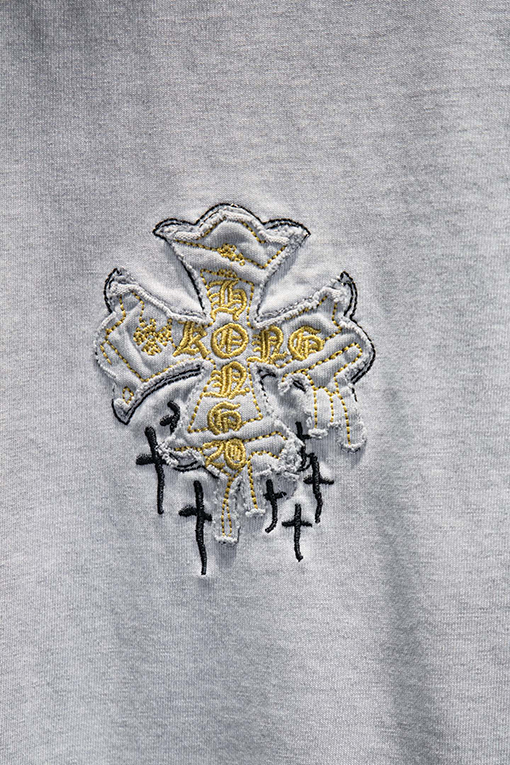 クロムハーツ 新モデルヘビーデューティーなリバースカラーパッチワーク刺繍のダメージ半袖Tシャツ