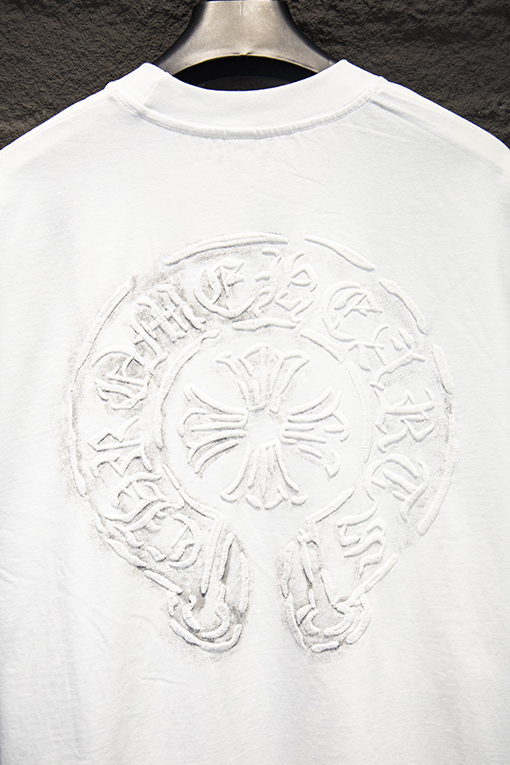 クロムハーツ 新作 ウォッシュプリント ホロウ刺繍 半袖Tシャツ