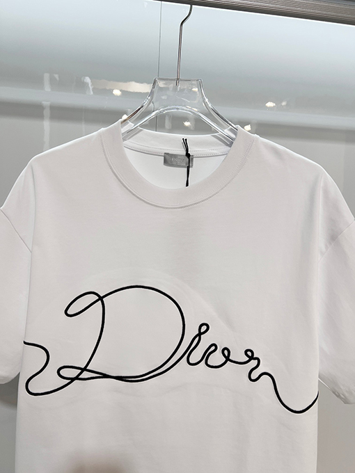 ディオールコピー クラシックCDシグネチャー刺繍ロゴクルーネック半袖Tシャツ